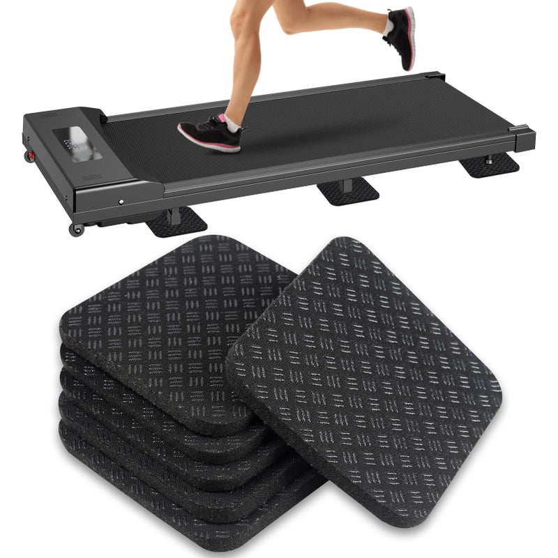 TRINKA 6 Pcs Walking Pad Mat, Treadmill Mat Pads, 4"" x 4"" x 0.2"" Double-Sided Non-Slip Exercise Equipment Mat, High Density Silicone Anti Vibration Pad for Protect Floors, Noise Reduction - Image 1